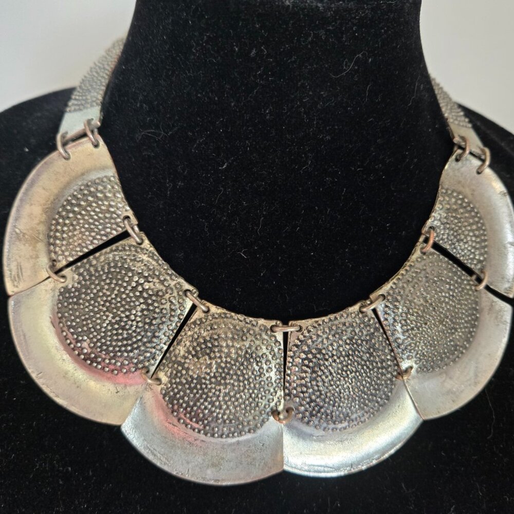 Vintage Turkish Hand Hammered Metal Choker Necklace Collar